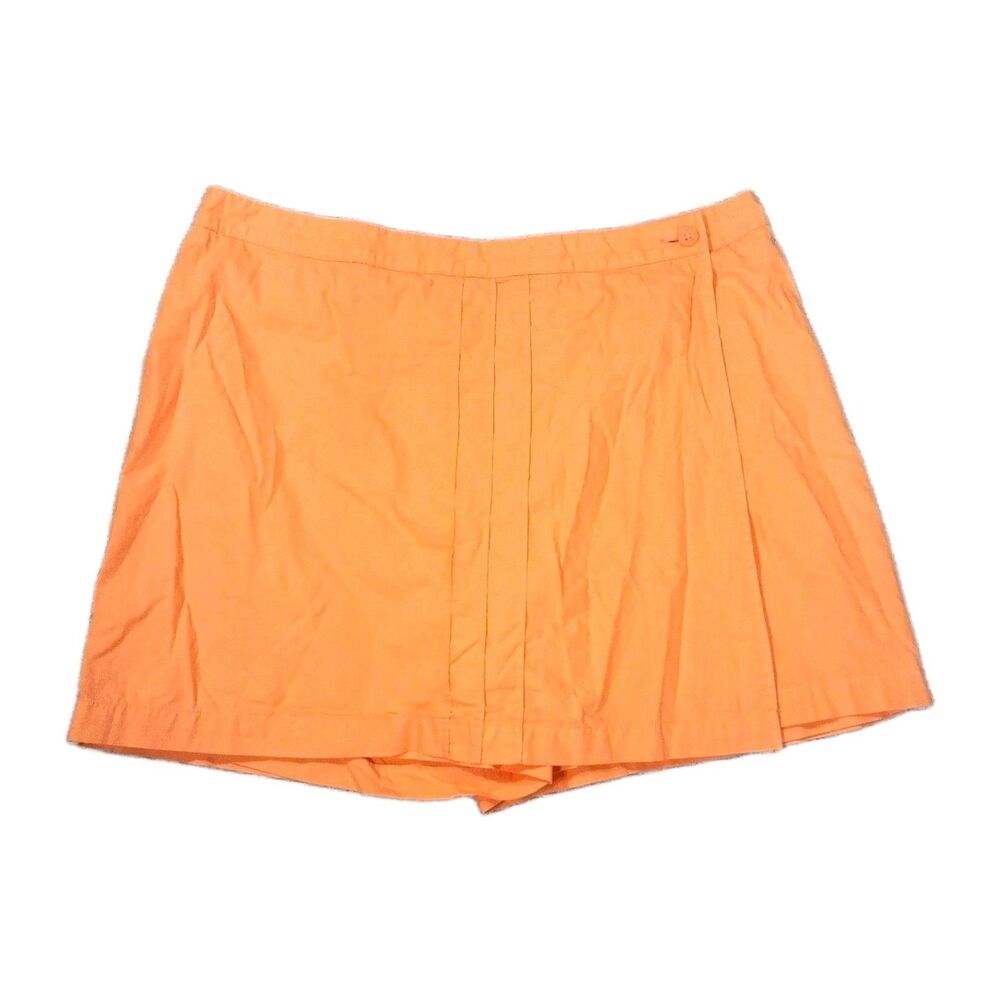 Sz 12 DOCKERS FAVORITE FIT SKORT ORANGE PLEATED MINI SKIRT Womens Preppy Cotton